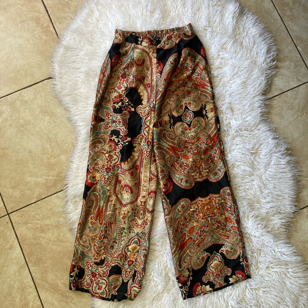Fashion Nova Paisley Print Satin Pants